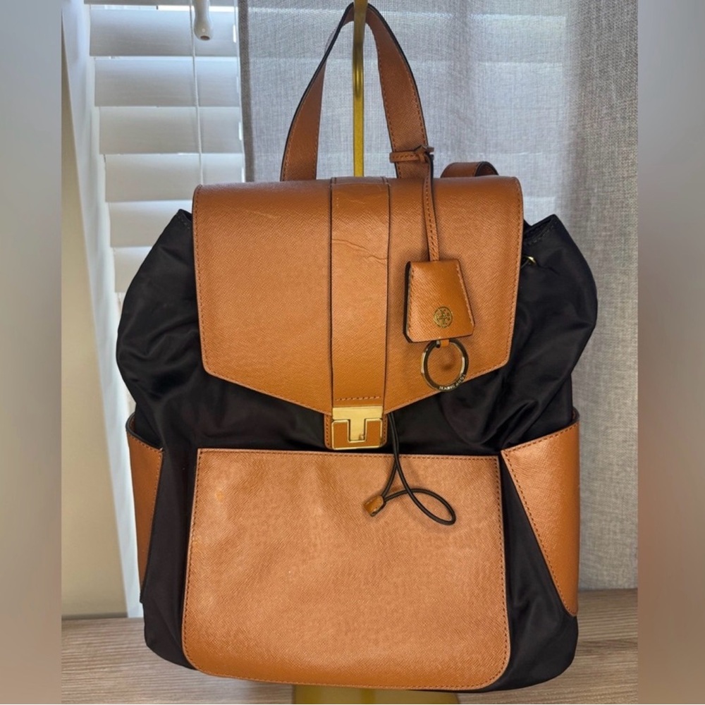 Tory Burch Black and Tan Backpack